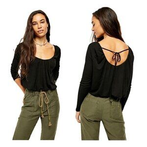 FREE PEOPLE Bondi Thermal Long Sleeve Back Tie Top, Size XS - NWT